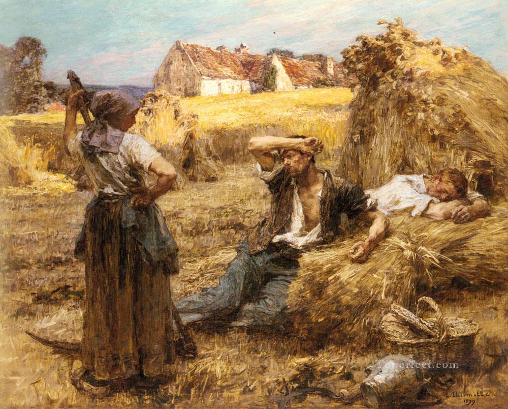 Le Reveil Du Faucheur escenas rurales campesino Leon Augustin Lhermitte Pintura al óleo